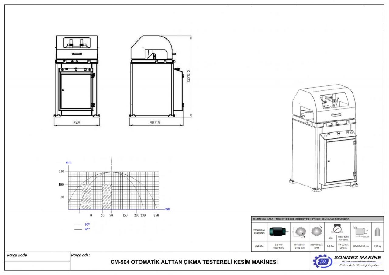 AUTOMATIC BOTTOM CUTTING SAW MACHINERY CM504 CM504